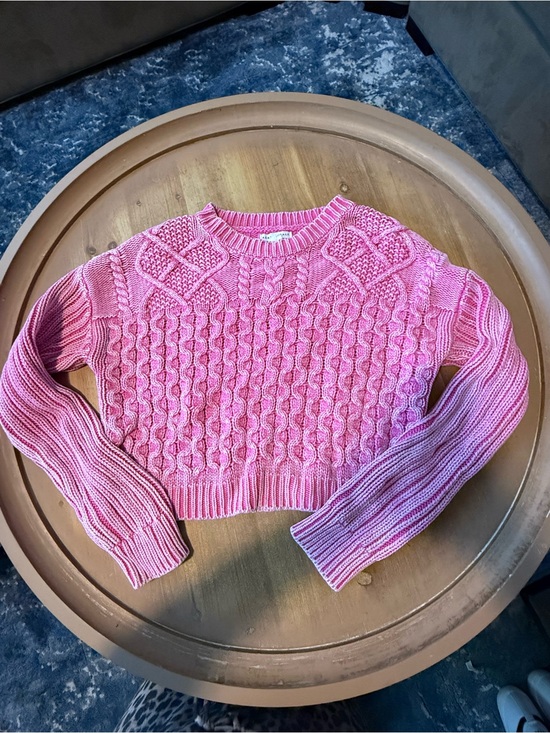 Aeropostale Sweaters - Aeropostale Pink Cable-Knit Cropped Crewneck Sweater